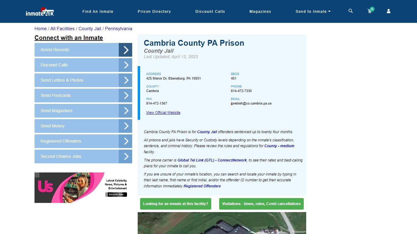 Cambria County PA Prison - Inmate Locator - Ebensburg, PA